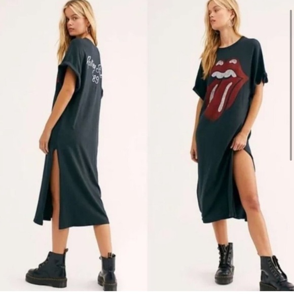 DayDreamer X Free People Rolling Stones 89 Rolled Sleeve Maxi Top Dress NEW - Picture 2 of 12